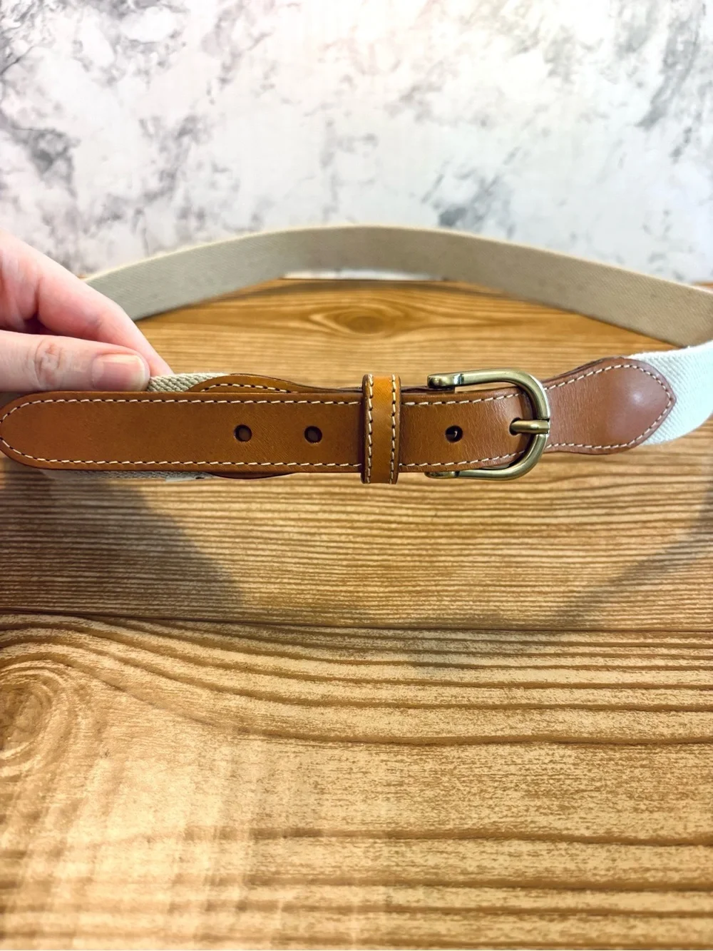 Vintage L.L. Bean Men’s Surcingle Leather Belt Classic Woven USA Made Mens L-XL